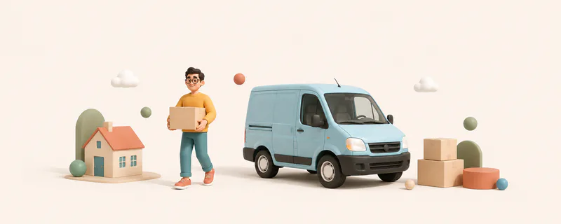 Van loading outside terraced houses