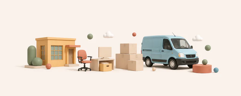Office desks and equipment loaded for a Brighton office move